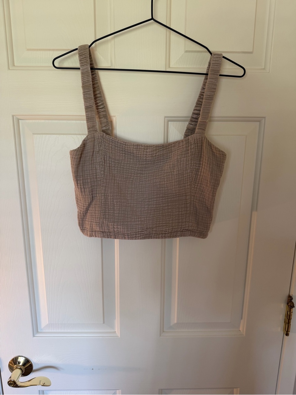 Z Supply Beige Textured Square-Neck Cropped Tank